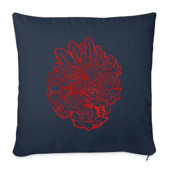 Quetzalcoatl Roses Ancien Serpent Aztèque Maya - Housse de coussin décorative 45 x 45 cm - bleu marine - Devant