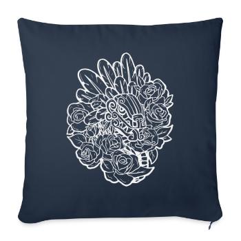 Quetzalcoatl Roses Ancien Serpent Aztèque Maya - Housse de coussin décorative 45 x 45 cm - bleu marine - Devant
