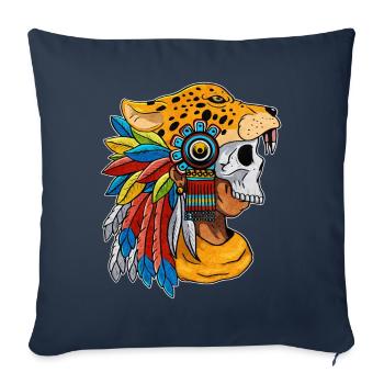 Quetzalcoatl Skull Guerrier aztèque Maya Inka Tolt - Housse de coussin décorative 45 x 45 cm - bleu marine - Devant