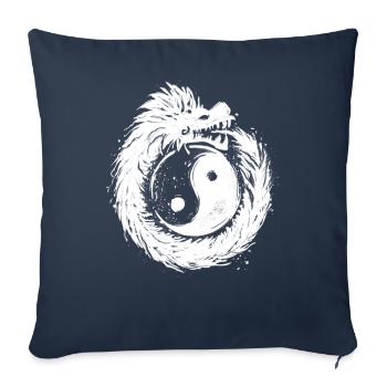 Quetzalcoatl Ouroboros Ying Yang Aztèque - Housse de coussin décorative 45 x 45 cm - bleu marine - Devant