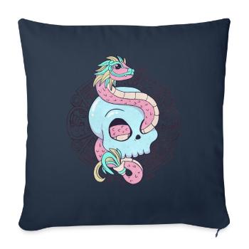 Quetzalcoatl Skull Aztec Serpent à plumes Ma - Housse de coussin décorative 45 x 45 cm - bleu marine - Devant