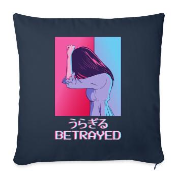 Emo Anime Girl Vaporwave Esthétique Trompé Gesch - Housse de coussin décorative 45 x 45 cm - bleu marine - Devant
