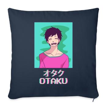 Otaku Anime Jeune Japonais Vaporwave Esthétique - Housse de coussin décorative 45 x 45 cm - bleu marine - Devant
