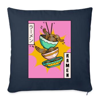 Ramen Noodles Japonais Vaporwave Esthétique Ges - Housse de coussin décorative 45 x 45 cm - bleu marine - Devant