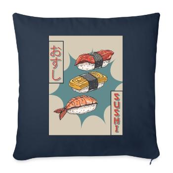 Sushi Japonais Vaporwave Cadeau Esthétique - Housse de coussin décorative 45 x 45 cm - bleu marine - Devant