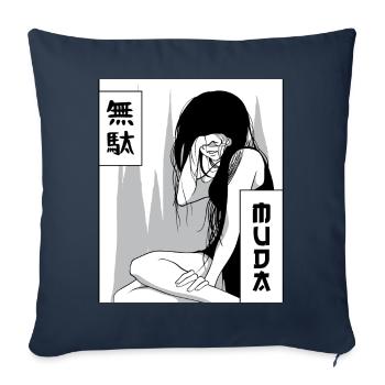 Emo Anime Girl Goth Vaporwave Esthétique Muda - Housse de coussin décorative 45 x 45 cm - bleu marine - Devant