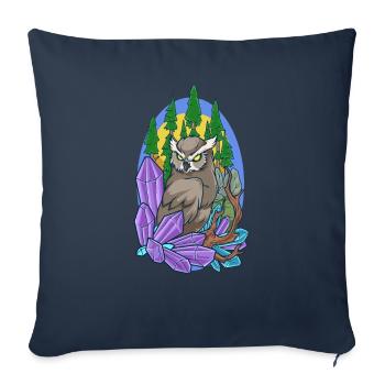 Ästhetische Eule im Wald mit Kristallen - Sofakissenbezug 45 x 45 cm - Navy - Vorne