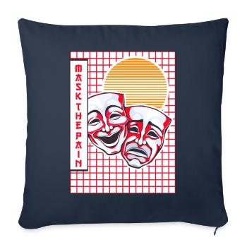 Masque de théâtre Vaporwave Esthétique Drame Comédie - Housse de coussin décorative 45 x 45 cm - bleu marine - Devant