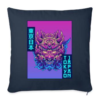 Oni Mask Tokyo Japon Vaporwave Goût Esthétique - Housse de coussin décorative 45 x 45 cm - bleu marine - Devant