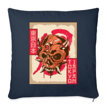 Gothic Skull Goth Troisième Œil Tokyo Japon Gesche - Housse de coussin décorative 45 x 45 cm - bleu marine - Devant