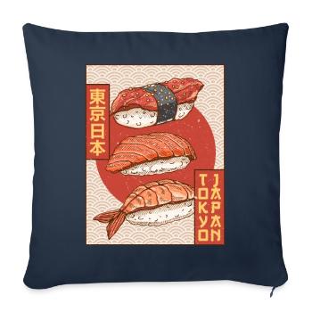 Sushi Tokyo Japon Esthétique Japonaise Affiche Gesch - Housse de coussin décorative 45 x 45 cm - bleu marine - Devant