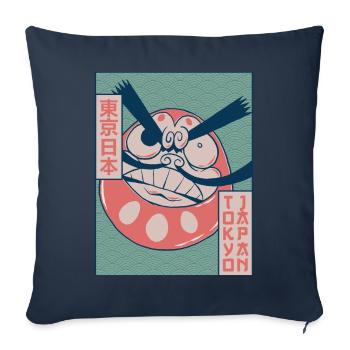 Daruma Doll Tokyo Japon Esthétique japonaise Gesch - Housse de coussin décorative 45 x 45 cm - bleu marine - Devant
