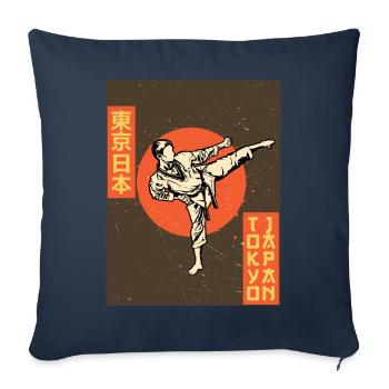 Karaté Arts Martiaux Tokyo Japon Affiche Cadeau - Housse de coussin décorative 45 x 45 cm - bleu marine - Devant