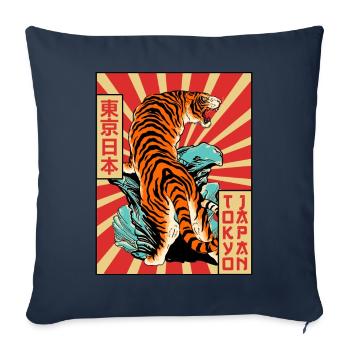 Tiger Tokyo Japon Esthétique Japonaise Affiche Gesch - Housse de coussin décorative 45 x 45 cm - bleu marine - Devant
