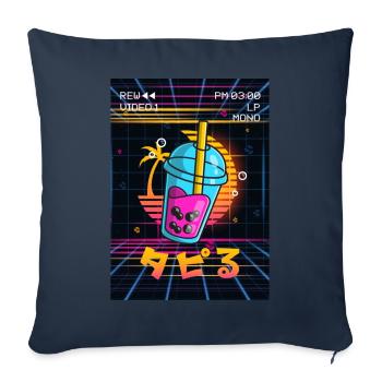 Boba Tea Bubble Tea Vaporwave Aesthetics VCR Geschen - Sofa pillowcase 17,3'' x 17,3'' (45 x 45 cm) - navy - Front