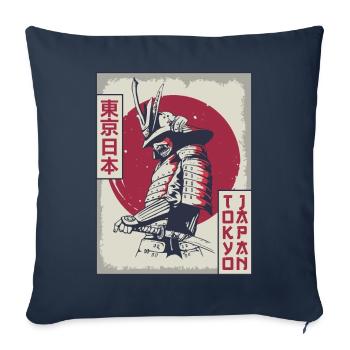 Samurai Tokyo Japon Cadeau d’esthétique japonaise - Housse de coussin décorative 45 x 45 cm - bleu marine - Devant