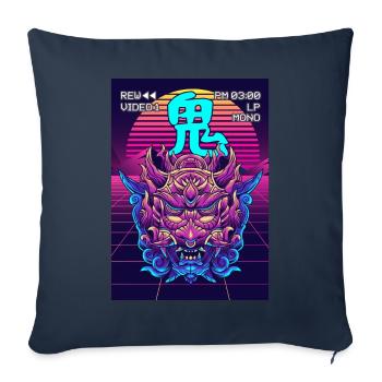 Oni Mask Yokai Demon Mask Vaporwave Aesthetic - Sofa pillowcase 17,3'' x 17,3'' (45 x 45 cm) - navy - Front