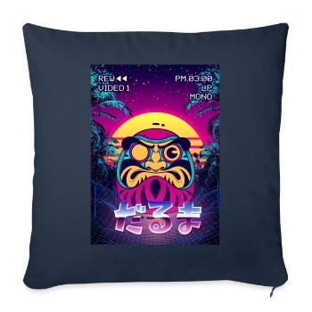 Daruma Doll Japonais Vaporwave Esthétique VCR Ge - Housse de coussin décorative 45 x 45 cm - bleu marine - Devant