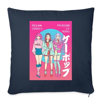 Anime Girl Japanese Vaporwave Aesthetic VCR Gesc - Sofa pillowcase 17,3'' x 17,3'' (45 x 45 cm) - navy - Front
