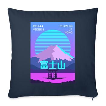 Mt Fuji Fujiyama Torii Vaporwave Ästhetisches Gesc - Sofakissenbezug 45 x 45 cm - Navy - Vorne