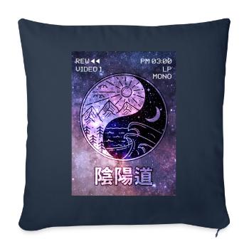 Yin Yang Japanese Vaporwave Aesthetics VCR Geschen - Sofa pillowcase 17,3'' x 17,3'' (45 x 45 cm) - navy - Front