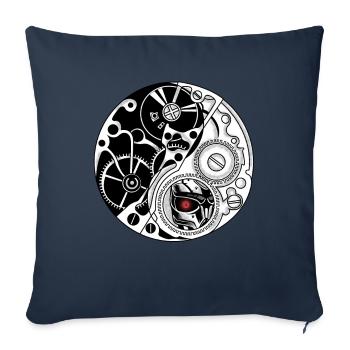 Cyborg Ying Yang Cyber Punk Yin Yang Cyber Geschen - Housse de coussin décorative 45 x 45 cm - bleu marine - Devant