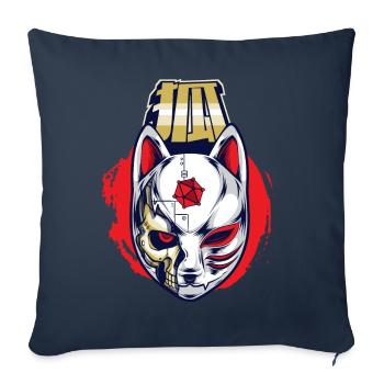 Cyborg Kitsune Mask Fox Mask Cyber Punk Cyber - Sofa pillowcase 17,3'' x 17,3'' (45 x 45 cm) - navy - Front