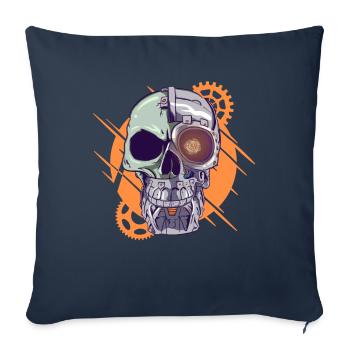 Cyborg Skull Cyber Punk Cyber Esthétique Cadeau - Housse de coussin décorative 45 x 45 cm - bleu marine - Devant