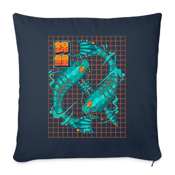 Cyborg Koi Fish Cyber Punk Cyber Esthétique Ges - Housse de coussin décorative 45 x 45 cm - bleu marine - Devant