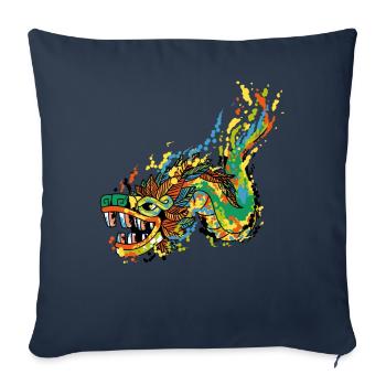 Quetzalcoatl Aquarelle Ancien Serpent Aztèque Gesch - Housse de coussin décorative 45 x 45 cm - bleu marine - Devant