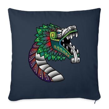Quetzalcoatl Ancien serpent à plumes aztèque - Housse de coussin décorative 45 x 45 cm - bleu marine - Devant