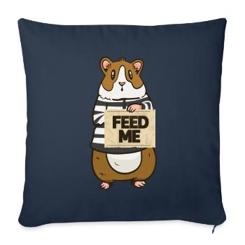 Drôle de tenue de prison de hamster Feed Me Food - Housse de coussin décorative 45 x 45 cm - bleu marine - Devant