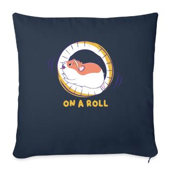 Hamster on a Roll Hamster Wheel Cadeau - Housse de coussin décorative 45 x 45 cm - bleu marine - Devant