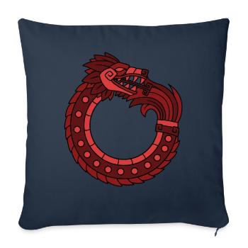 Quetzalcoatl Ouroboros Vieux Serpent Aztèque Ma - Housse de coussin décorative 45 x 45 cm - bleu marine - Devant