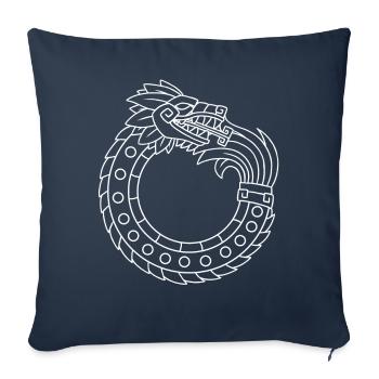 Quetzalcoatl Ouroboros Vieux Serpent Aztèque Ma - Housse de coussin décorative 45 x 45 cm - bleu marine - Devant