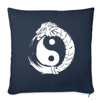 Quetzalcoatl Ying Yang Ancien serpent aztèque - Housse de coussin décorative 45 x 45 cm - bleu marine - Devant