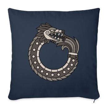 Quetzalcoatl Ouroboros Ancien serpent aztèque - Housse de coussin décorative 45 x 45 cm - bleu marine - Devant