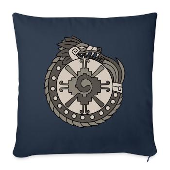 Quetzalcoatl Ouroboros Aztèques Ancien Maya Inca Gesc - Housse de coussin décorative 45 x 45 cm - bleu marine - Devant