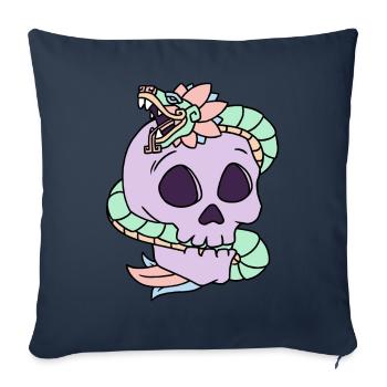 Quetzalcoatl Pastel Goth Skull Aztec Cadeau - Housse de coussin décorative 45 x 45 cm - bleu marine - Devant
