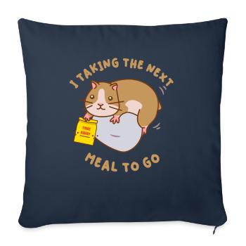 Hamster Hamster Cuisson Repas alimentaire sur le pouce - Housse de coussin décorative 45 x 45 cm - bleu marine - Devant