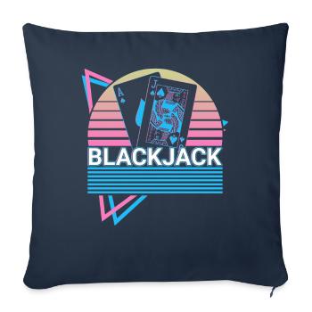 Blackjack Pik Jack Casino Joueur Jeu Gesc - Housse de coussin décorative 45 x 45 cm - bleu marine - Devant