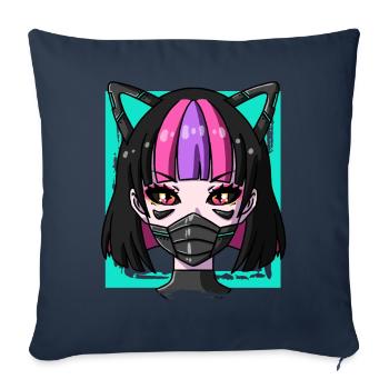 Cyborg Anime Girl Neko Girl Cyber Punk Cyber - Sofa pillowcase 17,3'' x 17,3'' (45 x 45 cm) - navy - Front