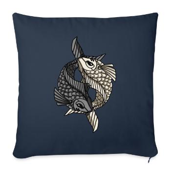 Cyborg Koi Fish Ying Yang Cyber Punk Cyber Gesche - Housse de coussin décorative 45 x 45 cm - bleu marine - Devant