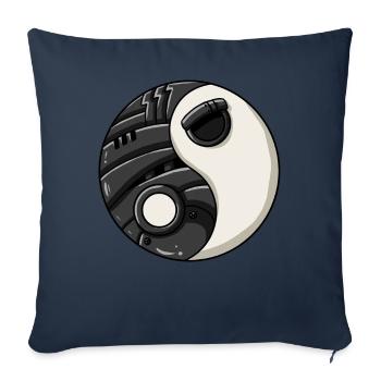 Cyborg Ying Yang Cyber Punk Yin Yang Cyber Geschen - Housse de coussin décorative 45 x 45 cm - bleu marine - Devant