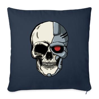 Cyborg Skull Cyber Punk Cyber Esthétique Cadeau - Housse de coussin décorative 45 x 45 cm - bleu marine - Devant