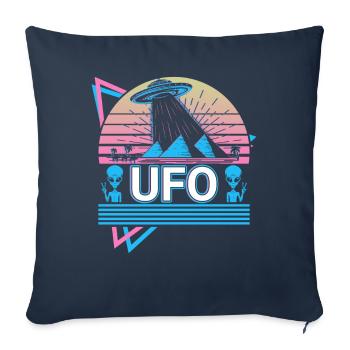 Ufo Alien Kidnapping Retro Gift - Housse de coussin décorative 45 x 45 cm - bleu marine - Devant