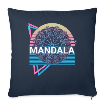Mandala Géométrie Sacrée Prana Rétro Cadeau - Housse de coussin décorative 45 x 45 cm - bleu marine - Devant