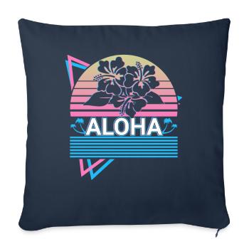 Aloha Hibiscus Hawaii Flower Retro Gift - Sofa pillowcase 17,3'' x 17,3'' (45 x 45 cm) - navy - Front