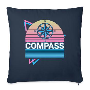 Compass Retro Cadeau - Housse de coussin décorative 45 x 45 cm - bleu marine - Devant
