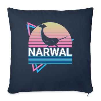 Narwhal Retro Gift - Sofa pillowcase 17,3'' x 17,3'' (45 x 45 cm) - navy - Front